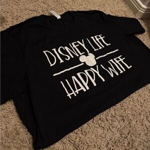 Disney Life Happy Wife Black T-Shirt